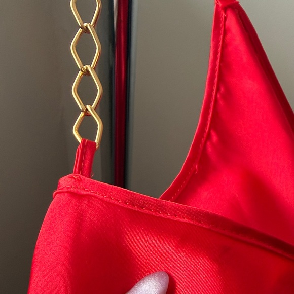 Vintage Red Slip Dress with Chain Straps - Picture 5 of 7